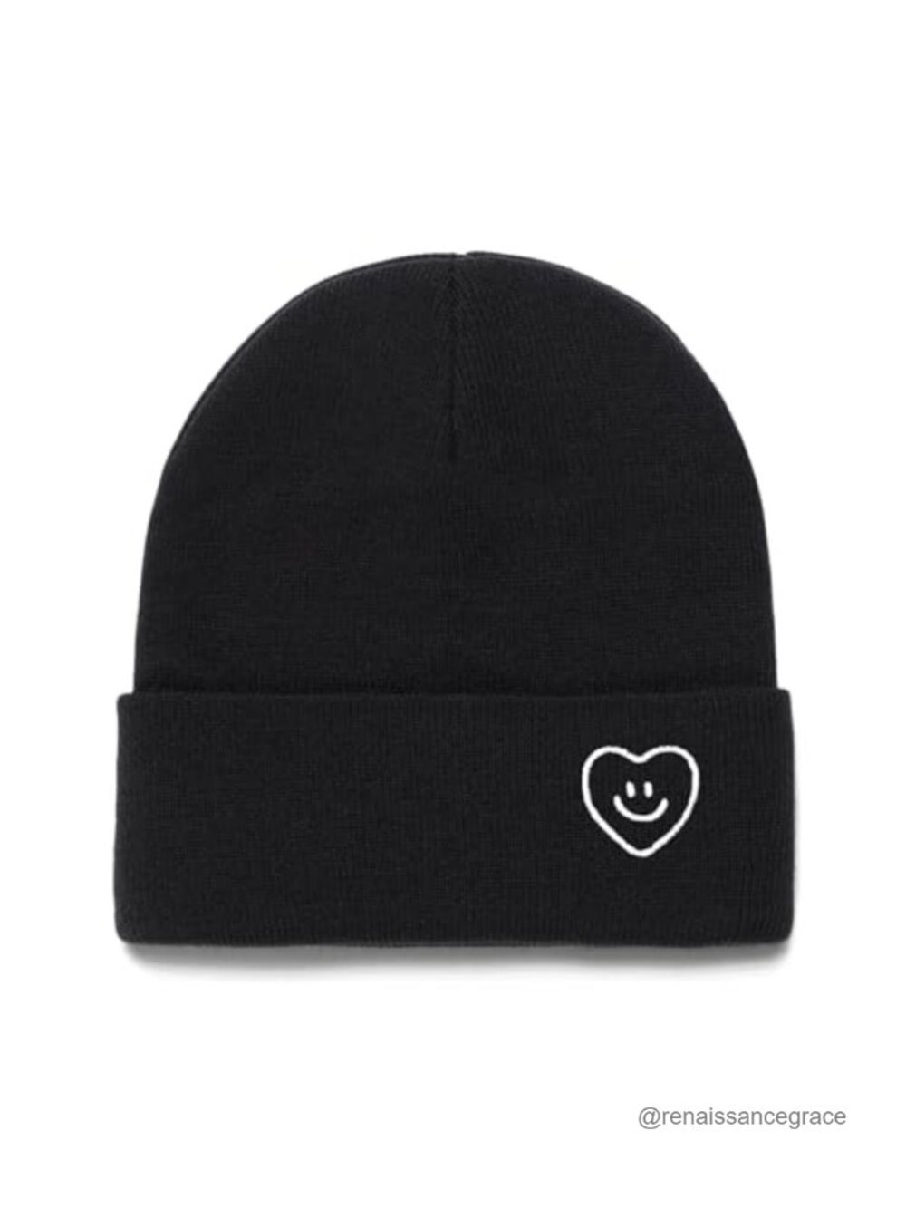 Unisex Smiley Face Knit Beanie Cuffed Acrylic Winter Hat